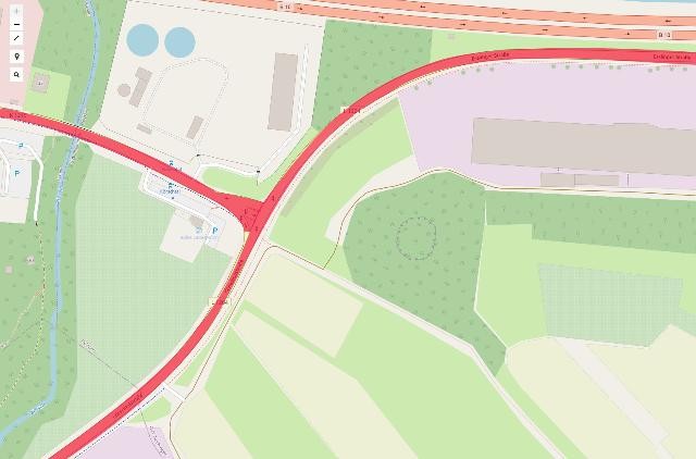 Vollgesperrter Bereiche der Körschtal Kreuzung / Esslinger Str. Karte des gesperrten Bereiches der Körschtal Kreuzung / Esslinger Str.