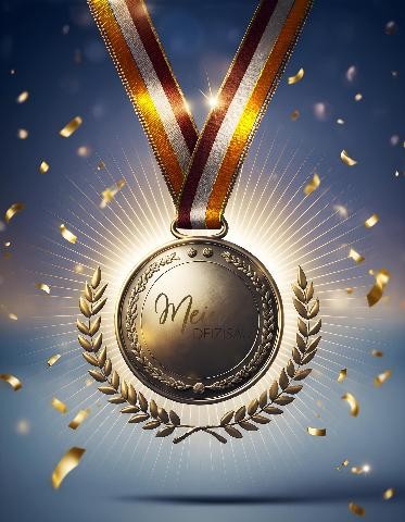 Goldene Medallie mit Deizisaulogo